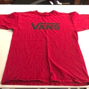 Vans red and black textured logo tee